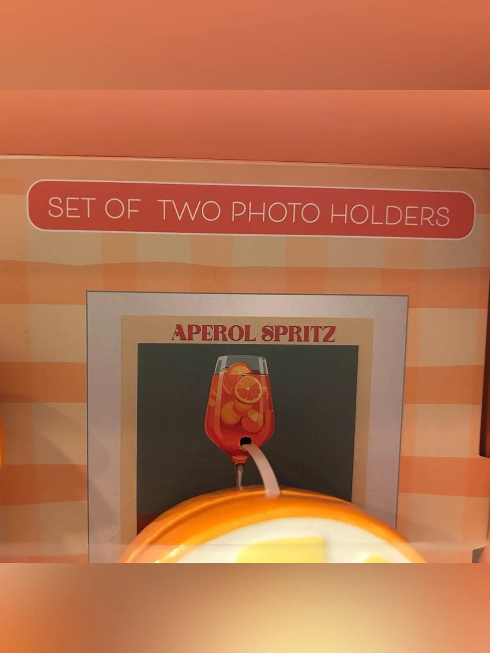 “New” Aperol Spritz Themed Photo Holders — Orange & Yellow Set